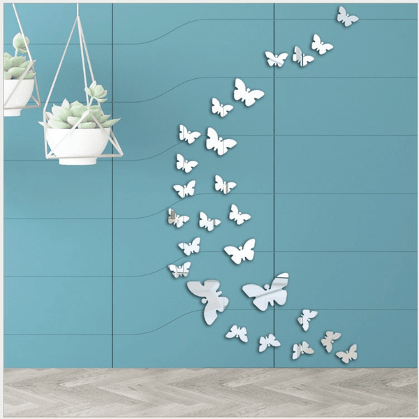 30 pcs DIY Acrylic Butterfly Mirror Wall Stickers for Home Decor by Sona Casa