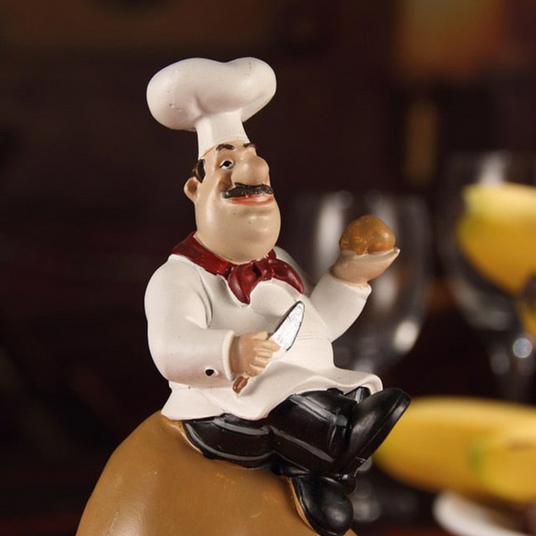 4 Piece Kitchen Chef Figurines Set, Restaurant Decor, Bakery Decor by Sona Casa