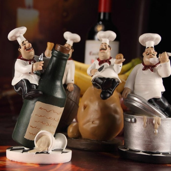4 Piece Kitchen Chef Figurines Set, Restaurant Decor, Bakery Decor by Sona Casa