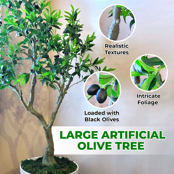 Large Realistic Faux Olive Tree with Olives, 160 cm/60 inches, Fake Tree, Artificial Fruit Tree, Home or Office Decor, Restaurant or Cafe Ornament by Accent Collection