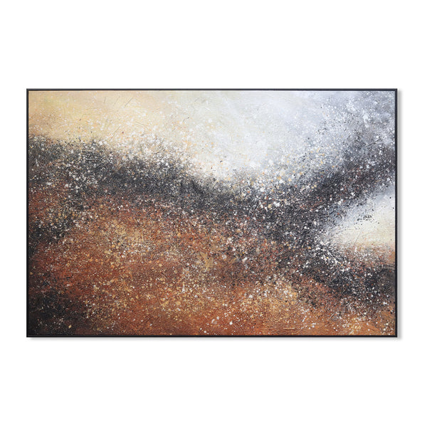 Abstract Canvas Artwork Painting, 47" Black Brown Living Room Wall Decor