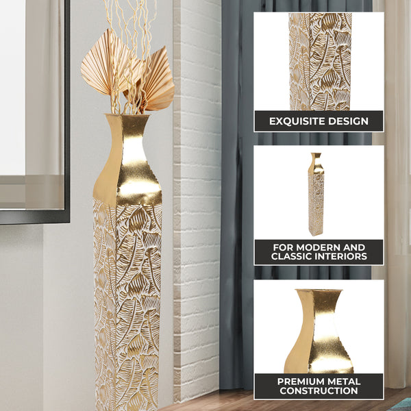 Modern Decorative Metal Tall Vase, Gold Living Room Decor, 42" and 35" Pots