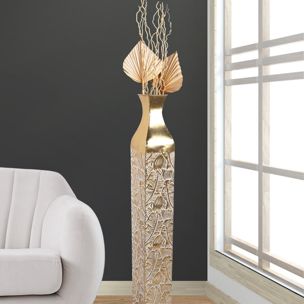 Modern Decorative Metal Tall Vase, Gold Living Room Decor, 42" and 35" Pots