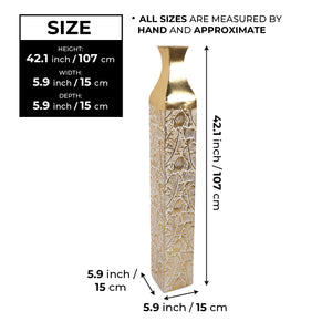 Modern Decorative Metal Tall Vase, Rustic Weathered Finish, Handmade Gold Living Room Decor, 42" Pots for Pampas Grass-Sona Casa