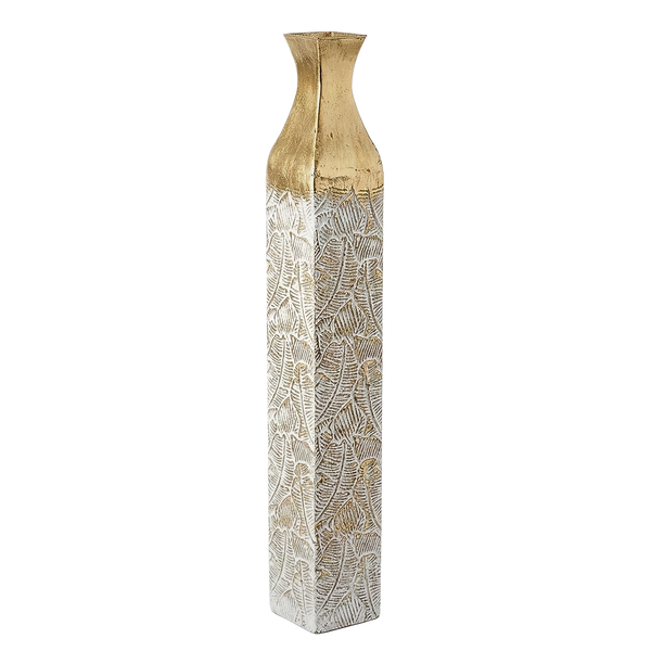 Modern Decorative Metal Tall Vase, Rustic Weathered Finish, Handmade Gold Living Room Decor, 42" Pots for Pampas Grass-Sona Casa