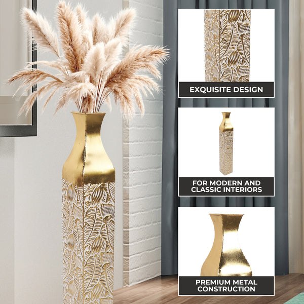 Modern Decorative Metal Tall Vase, Gold Living Room Decor, 42" and 35" Pots