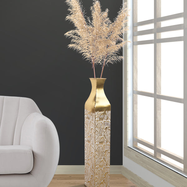 Modern Decorative Metal Tall Vase, Gold Living Room Decor, 42" and 35" Pots