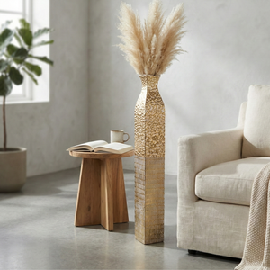 Tall Metal Vases, Extra Large Decorative Floor Vase, 42" Large Flower Pots for Pampas Grass, Rustic Weathered Handmade Home Living Room Decor-Sona Casa