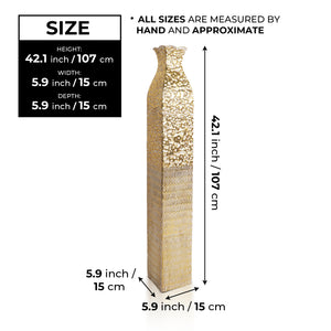 Tall Metal Vases, Extra Large Decorative Floor Vase, 42" Large Flower Pots for Pampas Grass, Rustic Weathered Handmade Home Living Room Decor-Sona Casa