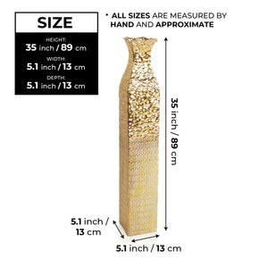 Handmade Weathered Rustic Tall Metal Vases, Extra Large Decorative Floor Vase Set, 35" Large Flower Pots for Pampas Grass, Home Living Room Decor-Sona Casa