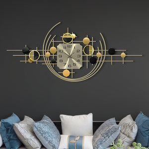 Large Decorative Metal Wall Clock, 40" Wide, Silent Gold Accent Home Office Decor-Sona Casa