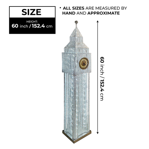 Tall Floor Lamp 60" Big Ben London White LED Light White Handmade Metal Standing Lamp