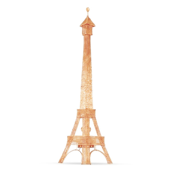 Decorative Tall Floor Lamp 63" Eiffel Tower Paris LED Light, Handmade, Gold Metal