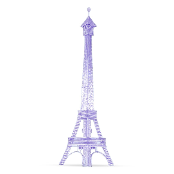 Tall Floor Lamp, Handcrafted 63" Eiffel Tower Paris Multicolor LED Light White Metal