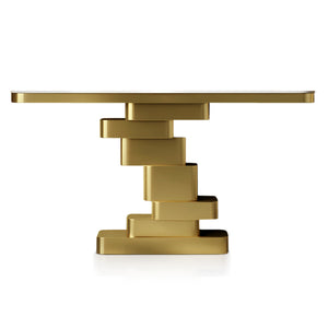 Modern 55" Golden Console Table, High Quality White Marble Top Metal Stainless Steel by Sona Casa