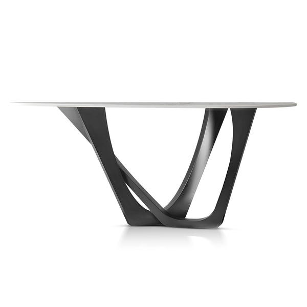 Modern 51" Console Table, High Quality White Faux Marble Top, Stainless Steel Metal Matte Black