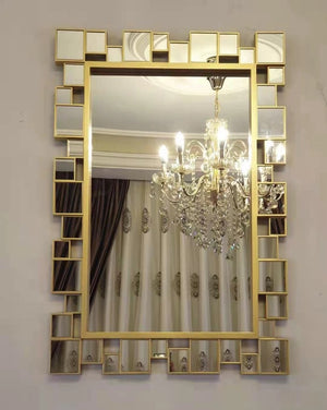 Elegant Gold Frame Decorative Wall Mirror, Lightweight Glass, Vertical & Horizontal Hanging, Premium Home Decor Gift-Sona Casa