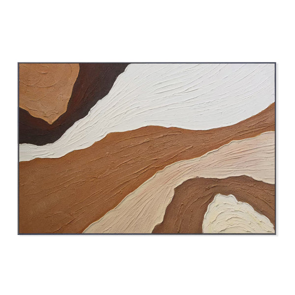 Brown Abstract Painting, 47" Impasto Textured Canvas Artwork Wall Decor