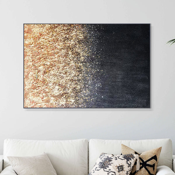 Black Brown Abstract Canvas Wall Art, 47" Living Room Hotel Wall Decor