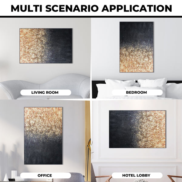 Black Brown Abstract Canvas Wall Art, 47" Living Room Hotel Wall Decor