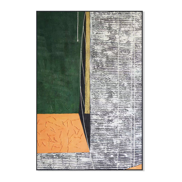 Green Gray Abstract Textured Wall Art, 47" Impasto Painting Home Decor