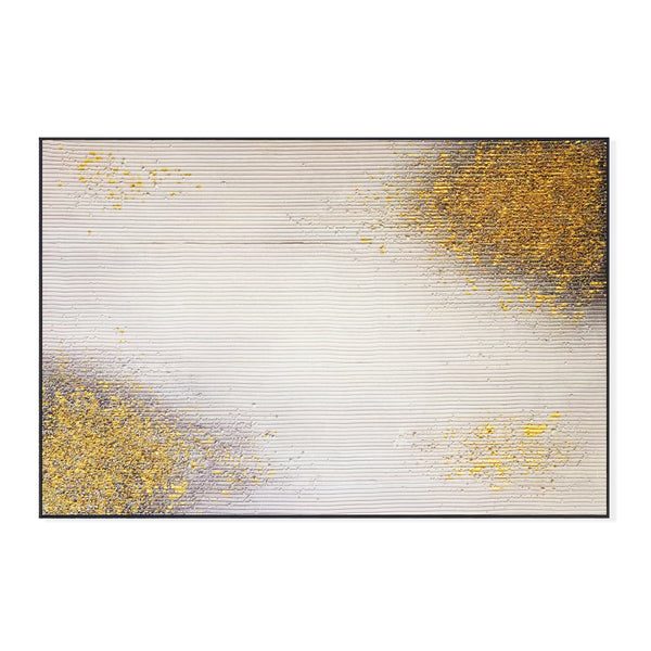 Golden Textured Painting, 47" Framed Wall Art for Living Room or Office