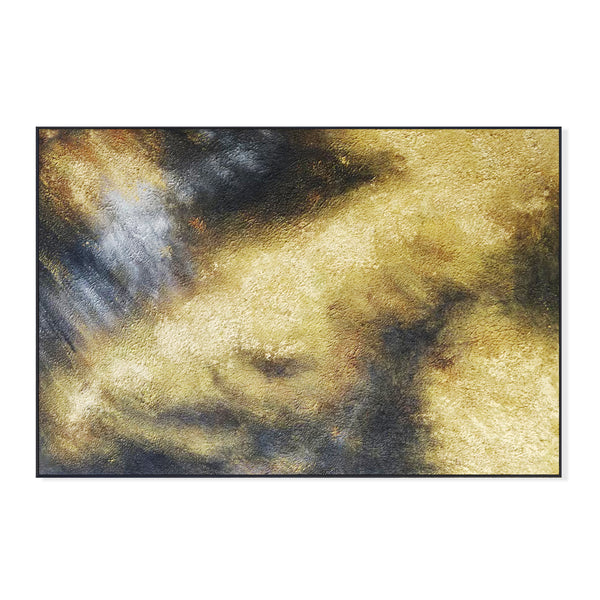 Gold Black Framed Canvas Artwork, 47" Living Room Textured Wall Art Decor