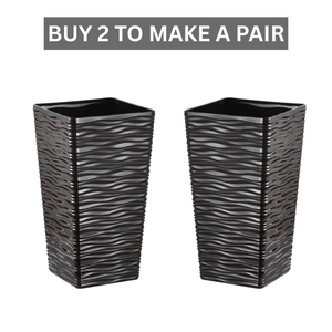 Tall Black Planter Pot Set of 2, Indoor/Outdoor, 22" Modern Minimalist Decorative Flower Pots, Home, Garden, Backyard, Front Porch, Patio Decor by Sona Casa