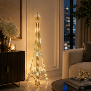 63" Eiffel Tower LED Floor Lamp Gold Frame White Light Modern Parisian Home Decor Lighting-Sona Casa