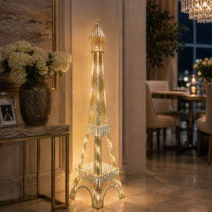 63" Eiffel Tower LED Floor Lamp Gold Frame White Light Modern Parisian Home Decor Lighting-Sona Casa