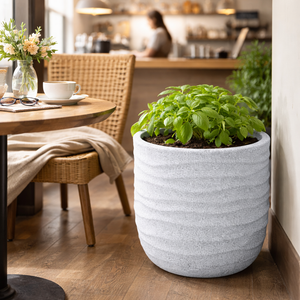 Speckled White Contemporary Planter, 38cm Indoor & Outdoor Pot Weather Resistant Garden Patio Home Decor by Sona Casa