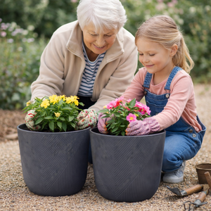 2 Gray Planter Pots by Sona Casa
