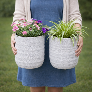 3 Pc Set of White Planter Pots by Sona Casa