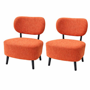2 Pcs Set of Comfortable Orange Fabric Accent Chairs for Lounge, Home, Office, Hotel Decor by Sona Casa