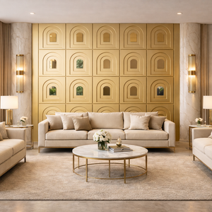 3D Gold PVC Wall Panels with Mirror, Set of 10 pcs by Sona Casa