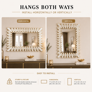 Large Gold Wall Mirror with Sleek Metallic Finish for Elegant Home Decor, 71x91cm