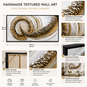 Textured Handmade Abstract Wall Art Panel in Neutral Tones, 70x140 cm, Premium Modern Home Decor Accent - Accent Collection