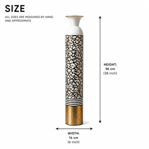 Set of 2 White Silver Metal Tall Floor Vases for Modern Home Decor 13.5x13.5x95.5 cm