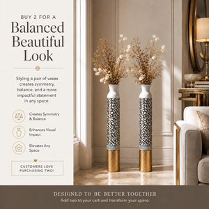 Modern Metallic Gold Silver White Tall Vase 13.5x13.5x95.5CM Elegant Home Decor Accent by Sona Casa
