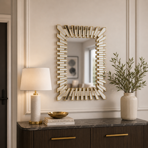 Elegant Small Gold Wall Mirror with Classic Frame, 57x74cm, Premium Decorative Accent for Living Room or Entryway