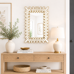Elegant Small Gold Wall Mirror with Classic Frame, 57x74cm, Premium Decorative Accent for Living Room or Entryway