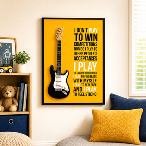 60x80cm 3D Guitar Wall Art Sculpture in Black Finish for Music Room Home Decor
