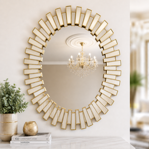 Elegant Small Gold Oval Wall Mirror 80x60cm – Premium Decorative Accent for Home & Living Spaces by Sona Casa