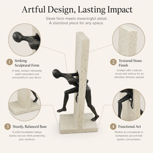 Modern Abstract Decorative Sculpture in Neutral Tones for Tabletop Display, 9x16x32cm Premium Home Accent