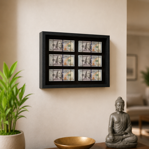 3D USD Fake Currency Wall Art Panel in Metallic Finish for Modern Home Office or Living Room Décor 30x40cm