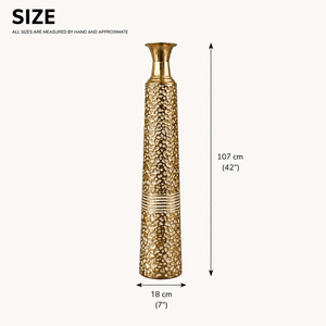 Tall Tapered Gold Metal Floor Vase 106.7cm Modern Minimalist Home Decor Accent by Sona Casa