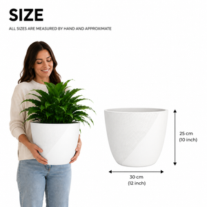 Set of 2 White Round 12-Inch Planter Pots - Modern Minimalist Indoor Outdoor Plant Containers