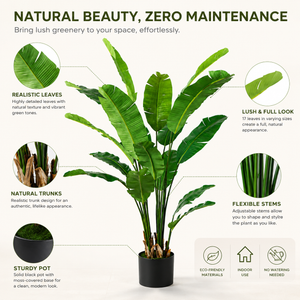 2.1 Meter Split Traveler Artificial Birds of Paradise Plant with 17 Lush Green Leaves