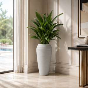 Tall White Tapered Modern Planter Pot for Indoor and Outdoor Home Decor