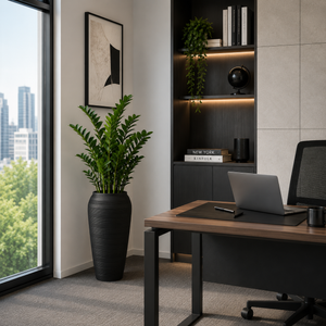 Tall Black Tapered Modern Planter Pot for Indoor Outdoor Home Decor